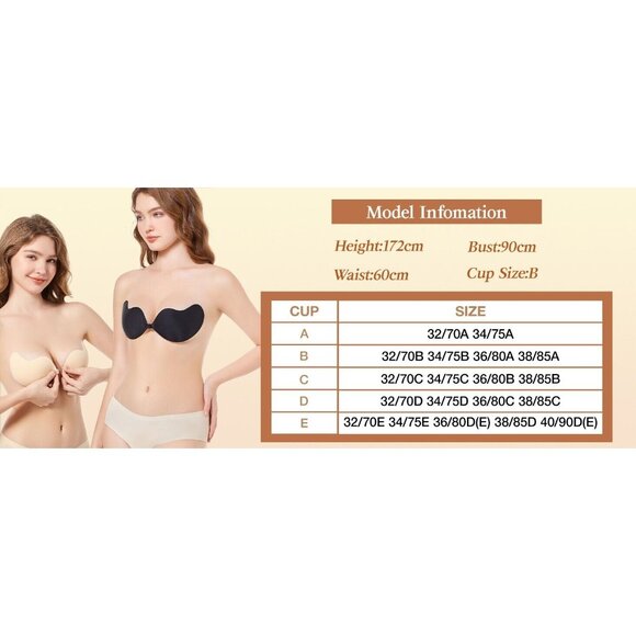 Sticky Bra Backless Adhesive Strapless Invisible Push Up Stick on Bras for Women - Picture 4 of 5